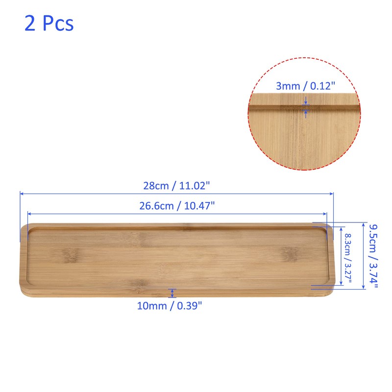 M METERXITY 2 Pack Planter Saucers - Bamboo Rectangular Flower