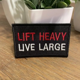 GaugeUSA Lift Heavy Live Large Fitness Workout Lifting Patch Hook And Loop For Vests Bags