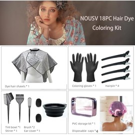 Hair Dye Kit 18 Pieces Hair Coloring Kit, Hair Tinting Bowl, Hair agitator, Dye Brush, Ear Cover, Hairpin, Hair Coloring Cape For Hair Coloring Hair D