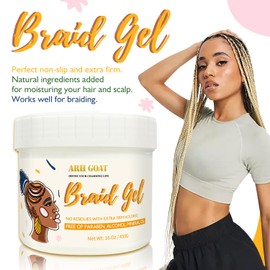16oz Extra Hold Braid Gel, High Shine for Twists, Locs, Braids & Edge Control, Smooths Frizz, Long-Lasting for Locks with Elastic Band, Hair Styling Comb Set