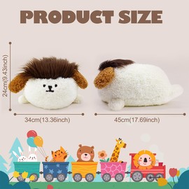 Gisqis White Dog Stuffed Animals Curly 18 Inch Large Stuffed Dog Plush Stuffed Animal Dog Plush Cushion Kawaii Puppy Plush Super Soft Birthday Children Girls