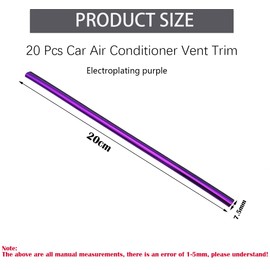 CTRICALVER Car Vent Strips, 20 Pcs Car Styling Ventilation Grille Outlet Trim Strips, U-Shape Trim Strip, PVC Flexible Auto Car Vent Interior Accessories (Electroplating Purple)