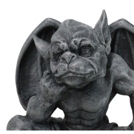 Ebros Gift Fantasy Winged Gargoyle with Hand On Cheek Thinking Figurine 5" Le Penseur Thinker Stoic Watchman As Talisman of Protection Renaissance Or Medieval Collectible