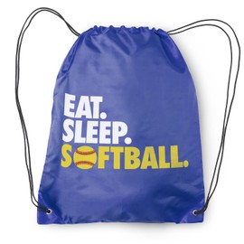 ChalkTalkSPORTS Softball Sport Pack Drawstring Bag | Eat Sleep Softball | Royal