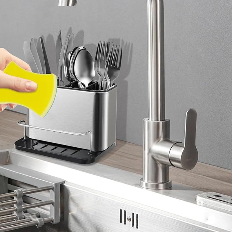 PELLUM Sponge Holder for Kitchen Sink, Stainless Steel Rustproof, Sink