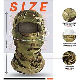 ZHjuju Camo Face Mask, Balaclava Camouflage Full Mask Windproof Lightweight Balaclavas Balaclava UV Protection Balaclava for Men Women Outdoors Sports Motorcycle Bicycle Ski Hunting Military Tactical