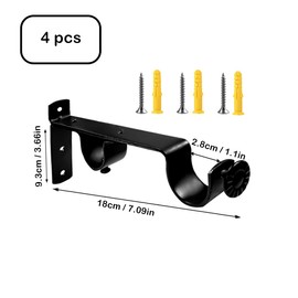 Curtain Rod Brackets 4Pack Heavy Duty Adjustable Curtain Roman Rod Holder Extendable Drapery Rod Hooks Curtain Rod Wall Hanging Bracket Hangers for 1 Inch Curtain Rod (Double Rod Black)