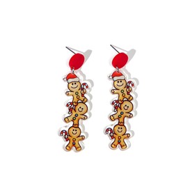 Christmas Gingerbread Man Acrylic Earrings Funny Cute Cartoon Resin Christmas Hat Candy Cane Glitter Sequin Lightweight Dangle Drop Earrings for Women Xmas Party Holiday Fashion Jewelry Gifts (Three gingerbread earring)