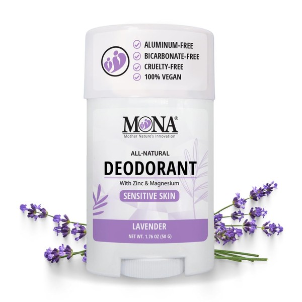 MONA BRANDS All Natural Deodorant For Women & Men | For Sensitive Skin | No Aluminum or Baking Soda | (LAVENDER 1.76 Oz)