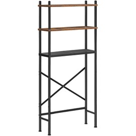 HOOBRO Over The Toilet Storage, 3-Tier Over Toilet Bathroom Organizer, Freestanding Above Toilet Shelf with Adjustable Feet, Space Saving, Easy Assembly, Rustic Brown and Black BF63TS01