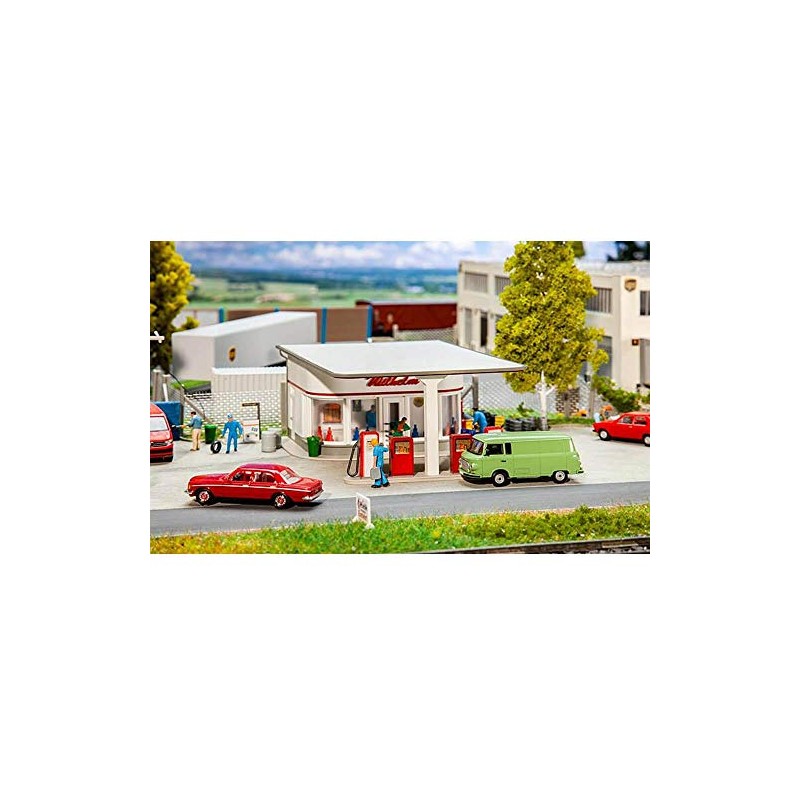 Faller FA130590 Petrol Station 50s Model Kit, Accessories, Multi-Colour, One