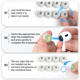 Vsagier Memory Foam Ear Tips for AirPods Pro 1st & 2nd Gen, No Silicone Eartips Pain, Better Noise Cancellation, Replacement Buds with 3 in 1 Cleaner Kit and Fit in Charging Case (Black, XS/S/M/L)