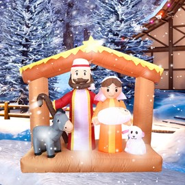 PIPIMOUSE 6FT Christmas Inflatables Nativity Scene Outdoor Decoration with LED Light, Christmas Blow Up Yard Decoration Large Nativity Sets for Garden Lawn Patio Xmas Holiday Indoor Party Decor