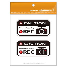 Mavre at Home Dash Cam Sticker Dash Cam Sticker Car Security Sticker Dash Cam Sticker Made in Japan (2 Piece Set/Black and White)