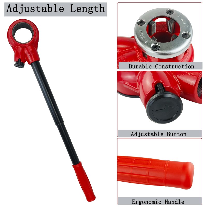 YuYBrightmi BSPT Pipe Threader Ratchet Kit, Manual Pipe Threading Tool