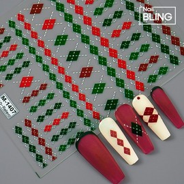 Classic Argyle Check M-1407 Embossed Nail Sticker / 클래식 아가일체크 M-1407 엠보 네일스티커