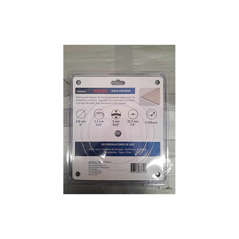 DISCO DIAMANTADO DE CORTE CONTINUO DE 9" 230mm