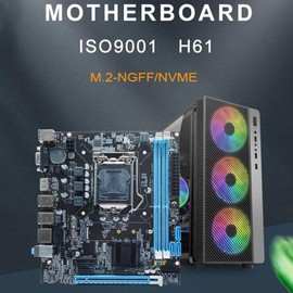 LGA 1155 2nd WiFi Gaming Motherboard for Desktop PC, H61 6 USB2.0 DDR3 M.2 NVMe NGFF 100Mbps LAN Micro ATX Motherboard for LGA1155 Socket I3 I5 I7, 1155 Motherboard Desktop Process