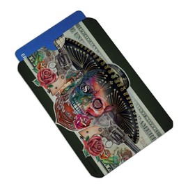 Calavera Sugar Skull Guns on Dollar Day of the Dead Credit Card RFID Blocker Holder Protector Wallet Purse Sleeves Set of 4