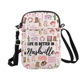 WCGXKO Nashville Travel Gift Life Is Better In Nashville Crossbody Bag Nashville Trip Gift Nashville Souvenir (Nashville Cr CA)