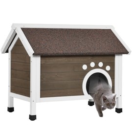 DWVO Outdoor Cat House Insulated, with All-Round Foam, Large Outside Feral Cat Shelter Weatherproof, Winter Cat House for Multiple Cats Brown
