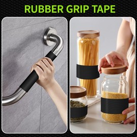 Aobrill Rubber Grip Tape, Non Slip Tape, Black, 1In x 10Ft
