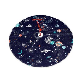 48" Christmas Tree Skirt, Space Galaxy Constellation Pattern Large Xmas Tree Mat for Holiday Party Ornament Rustic Farmhouse Decorations
