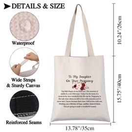 PLITI To My Daughter On Your Pregnancy Tote Bag For Pregnancy Gift Daughter Pregnancy Congratulation Gift Mom To Be Gift (Daughter Pregnancy TGU)
