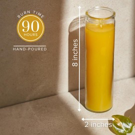 Simply Soson 2x8 inch Yellow Devotional Candles in Glass Jar - 1 Piece - 90 Hours – Prayer Candle - Tall Pillar Candles for Religious, Memorials, Party Decor