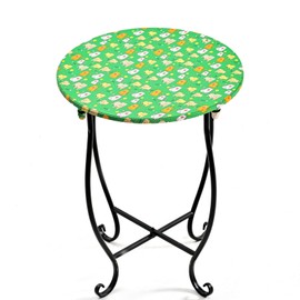 Side Tables for Patio, 14" Indoor Outdoor Metal Side Table for Poolside Bistro Balcony Yard Porch Bedside, Weather Resistant Metal Accent Table for Indoor Outdoor Use, Easy Assembly (White)