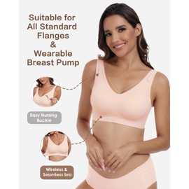 As Fairy Full Coverage Wireless Comfort Nursing Bra for Breastfeeding Seamless Double Layer Pumping Bra with Support Padded Bralette for Pregnancy Pink M