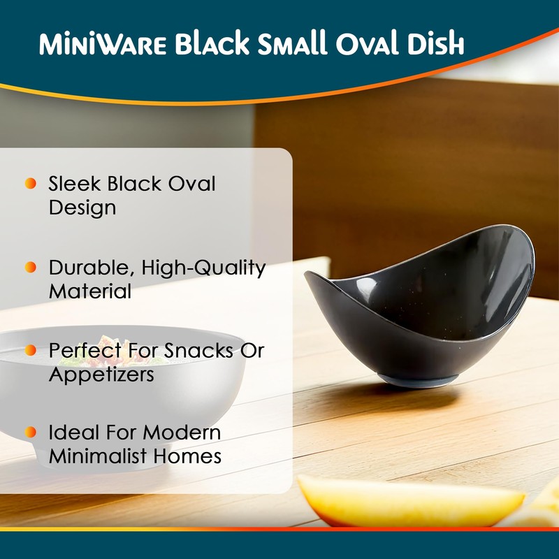 Blue Sky MiniWare 12-Pack Black Small Oval Dish | Disposable