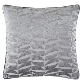 Curtina - Luxury Silver Cushion (43 x 43cm) - Silver Jacquard Cushion - Floral Leaf/Leaves Cushion in Silver - Cushion Inserts with Covers Included