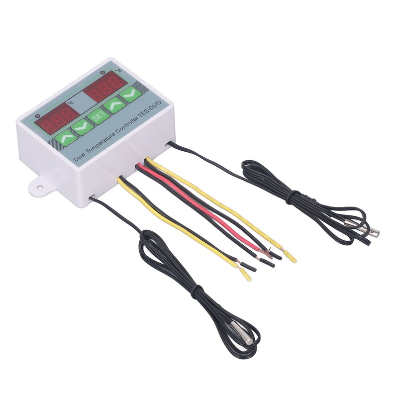 Dual Temperature Controller Waterproof Digital Thermostat with Data Storage for