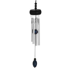 Andy's Orchids Mini Wood Wind Chimes for Outdoors, 10.6inch Windchimes with 4 Metal Tubes, Wood & Metal Hanging Decorations for Garden and Patio (Black)