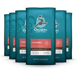 Caribou Coffee, Medium Roast Ground Coffee, 100% Arabica Coffee - Caramel Flavored 66 Ounces (6 Bags of 11 Ounces)