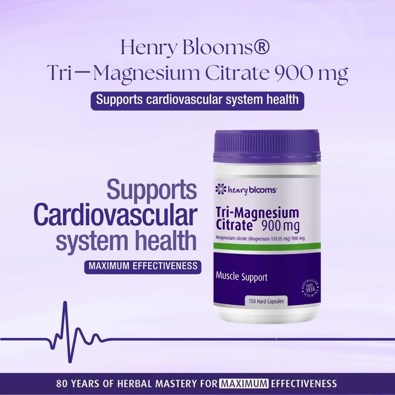 Henry Blooms 900 mg Tri-Magnesium Citrate 150 Vegetarian Capsules