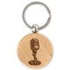 keepdrum Round Wooden Microphone Keyring Gift for Musicians, natural, Unit