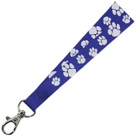 PinMart Blue and White Paw Print School Mascot Sports Lanyard w/Safety Release - 100 Pack
