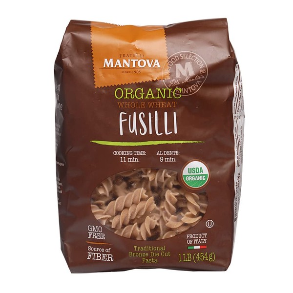 Mantova Organic Whole Wheat Italian Pasta Spirali 1 lb (Pack of 4)