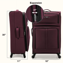 U.S. Traveler Anzio Softside Expandable Luggage with Spinner Wheels, Burgundy, 30-Inch Large