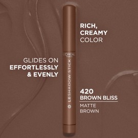 L'Oreal Paris Makeup Le Shadow Stick Eyeshadow, Blendable, Smudge-Resistant, Cream Eyeshadow, 420 Brown Bliss (Matte Brown)