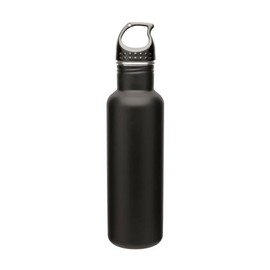 Simply Green Solutions 24 Ounce Stainless Steel Canteen Water Bottle, Fits Most Cup Holders, Backpacks & Bike Cages, Screw-on Lid with Gasket Seal Lid, 11H x 2.75W x 1.75 Opening, Matte Black