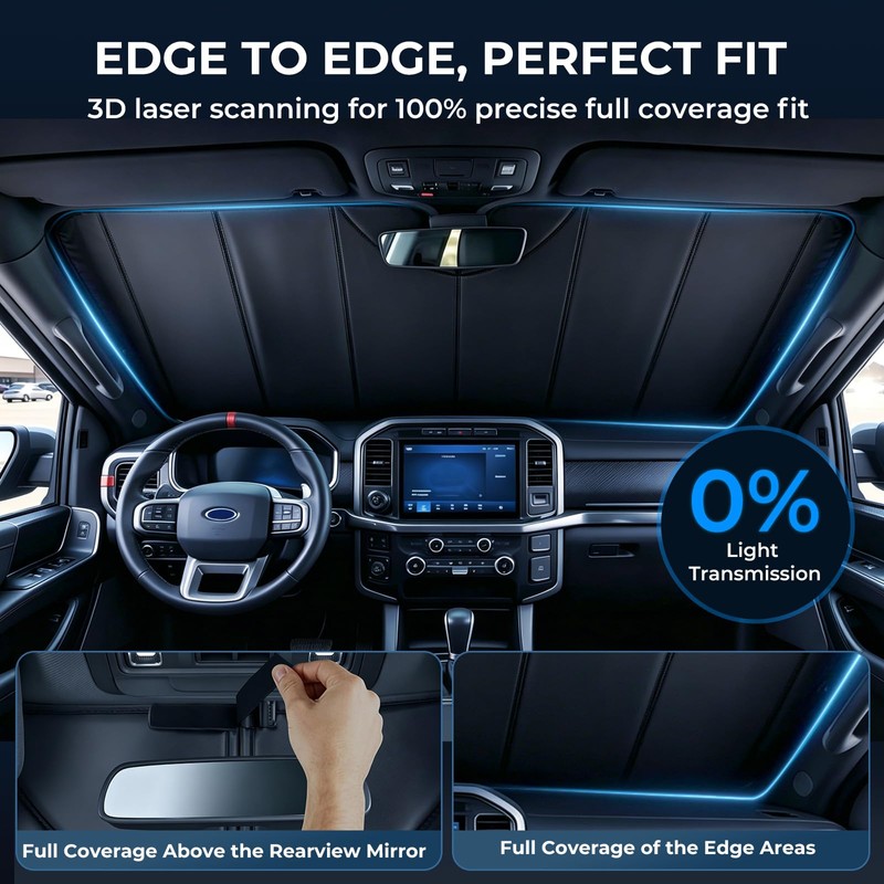Windshield Sun Shade for Dodge Ram 1500 2019-2026, Custom Fit