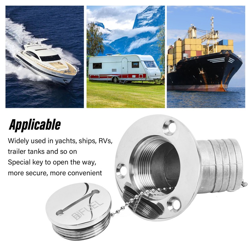 Boat Deck Filler with Key Cap Marine Stainless Steel Hardware