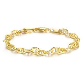 14K Gold Bracelets for Women Dainty Gold Bracelets for Womens Gold Bracelet Gold Jewelry Bracelets Gitfs for Women Men Flat Mariner Link Gold Chain Bracelet 6.5/7/7.5/8/9in (Inches, 7.0)