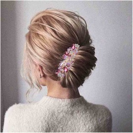 Yheakne Sparkly Crystal Wedding Hair Clip with Purple Rhinestone Bridal Headpiece Decorative Head Clip Headwear Hair Comb Bridal Hair Accessories for Women and Girls (Purple)