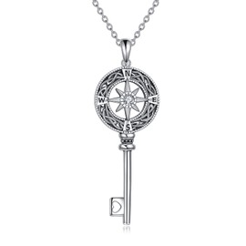 YAFEINI Compass Necklace 925 Sterling Silver Celtic Knot Necklace Graduation Friendship Talisman Travel Necklace Inspirational Graduation Gift Jewellery Gifts for Women, Metal