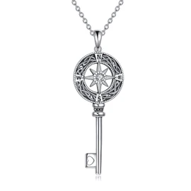 YAFEINI Compass Necklace 925 Sterling Silver Celtic Knot Necklace Graduation Friendship Talisman Travel Necklace Inspirational Graduation Gift Jewellery Gifts for Women, Metal