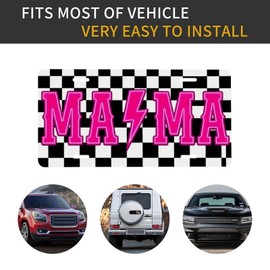 Mama License Plate, Spicy Girl Front Decorative License Plates with 4 Holes, Aluminum Vanity Tag, Waterproof Rustproof Front Car Plate, Universal Fit Auto Accessory for Men Women, 6x12 Inch